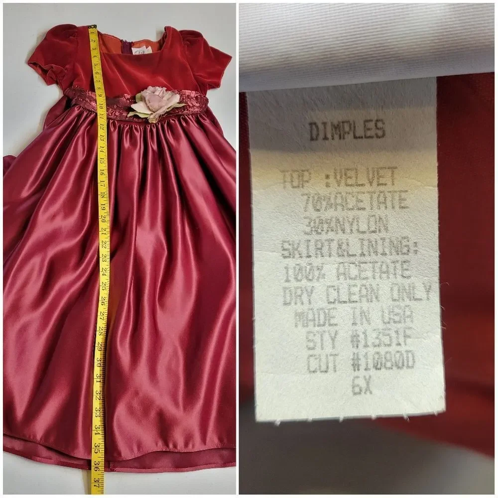 Dimples Vintage Red Velvet and Satin Dress with Formal Dress
